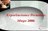Exportaciones Peruanas Mayo 2006. 38.2% Exportaciones Totales Mensuales Mayo de 2001 - 2006 Fuente: SUNAT. Elaboración: PROMPEX. 37.7% 29.4%