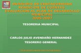 “TRABAJEMOS UNIDOS POR VENTAQUEMADA” MUNICIPIO DE VENTAQUEMADA RENDICION DE CUENTAS EVALUACION AL PLAN DE DESARROLLO MUNICIPAL 2005-2007 TESORERIA MUNICIPAL.