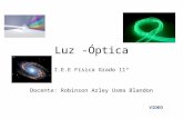 Luz -Óptica I.E.E Física Grado 11º Docente: Robinson Arley Usma Blandon VIDEO.