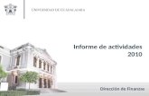 Informe de actividades 2010 Dirección de Finanzas.