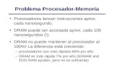 Problema Procesador-Memoria Procesadores lanzan instrucciones aprox. cada nanosegundo. DRAM puede ser accesada aprox. cada 100 nanosegundos (!). DRAM no.