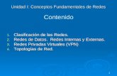 1 Unidad I: Conceptos Fundamentales de Redes 1. Clasificación de las Redes. 2. Redes de Datos. Redes Internas y Externas. 3. Redes Privadas Virtuales (VPN)