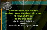 Entendiendo los delitos ambientales establecidos por el Código Penal de Puerto Rico Lcdo. Agustín F. Carbó Lugo Director Oficina de Asuntos Legales - DRNA.