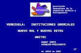 VENEZUELA: INSTITUCIONES GREMIALES NUEVO ROL Y NUEVOS RETOS UNITEC DANAY ZOPPI ASOQUIM-PRESIDENTE 17 de JUNIO de 2005 17 de JUNIO de 2005 Asociación Venezolana.