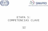 ETAPA 5: COMPETENCIAS CLAVE Junio 2014. Etapas 1. Objetivos, Organización y Clima Laboral 2. Sensibilización y Maratón de Mejoras 3. Medición Integral.