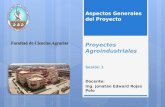 Docente: Ing. Jonatán Edward Rojas Polo Proyectos Agroindustriales Aspectos Generales del Proyecto Sesión 1 1.
