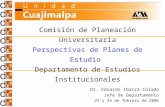 Comisión de Planeación Universitaria Perspectivas de Planes de Estudio Departamento de Estudios Institucionales Dr. Eduardo Ibarra Colado Jefe de Departamento.