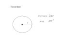Perímetro : Área: Recordar:. Ángulos en la circunferencia Del centro Inscrito Interior Exterior Semi inscrito.
