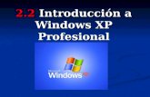 2.2 Introducción a Windows XP Profesional. 2.2 Introducción a Windows XP Introducción - Apareció en octubre del año 2001. - Surge como una mezcla de Windows.