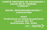 ARP SURA COMITÉ PARITARIO DE SEGURIDAD Y SALUD EN EL TRABAJO “COPASST” ROLES, RESPONSABILIDADES Y LEGISLACIÓN XXXX Profesional en Salud Ocupacional Licencia.