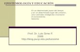 EPISTEMOLOGÍA Y EDUCACIÓN Prof. Dr. Luis Sime P. 2008  En un determinado punto del tiempo y en un determinado lugar del.
