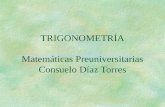 TRIGONOMETRÍA Matemáticas Preuniversitarias Consuelo Díaz Torres.