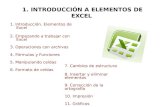 1. INTRODUCCIÓN A ELEMENTOS DE EXCEL 1. Introducción. Elementos de Excel 2. Empezando a trabajar con Excel 3. Operaciones con archivos 4. Fórmulas y Funciones.