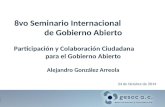 8vo Seminario Internacional de Gobierno Abierto Participación y Colaboración Ciudadana para el Gobierno Abierto Alejandro González Arreola 24 de Octubre.