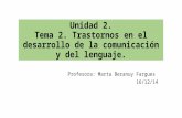 Unidad 2. Tema 2. Trastornos en el desarrollo de la comunicación y del lenguaje. Profesora: Marta Beranuy Fargues 16/12/14.