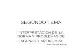 SEGUNDO TEMA INTERPRETACIÓN DE LA NORMA Y PROBLEMAS DE LAGUNAS Y ANTINOMIAS Prof. Aurelio Abregú.