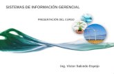 SISTEMAS DE INFORMACIÓN GERENCIAL PRESENTACIÓN DEL CURSO Ing. Víctor Salcedo Espejo.