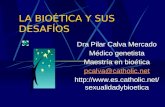LA BIOÉTICA Y SUS DESAFÍOS Dra Pilar Calva Mercado Médico genetista Maestría en bioética pcalva@catholic.net  xualidadybioetica.