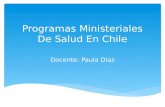 Programas Ministeriales De Salud En Chile Docente: Paula Díaz.