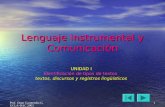 1 Prof. Omar Garmendia G. UCLA-DAC 2003 Lenguaje Instrumental y Comunicación UNIDAD I Identificación de tipos de textos textos, discursos y registros lingüísticos.