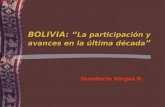 BOLIVIA: “ La participación y avances en la última década ” Humberto Vargas R.