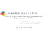 Seguridad social en el Perú Fabio Durán Valverde, especialista Oficina Internacional del Trabajo, OSRA Ica, 31 de marzo de 2005 Seminario Nacional “El.