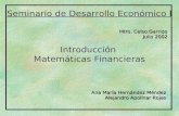 Mtro. Celso Garrido Julio 2002 Introducción Matemáticas Financieras Ana María Hernández Méndez Alejandro Apolinar Rojas Seminario de Desarrollo Económico.