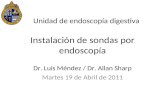 Instalación de sondas por endoscopía Dr. Luis Méndez / Dr. Allan Sharp Martes 19 de Abril de 2011 Unidad de endoscopía digestiva.