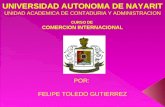 UNIVERSIDAD AUTONOMA DE NAYARIT UNIDAD ACADEMICA DE CONTADURIA Y ADMINISTRACION CURSO DE COMERCION INTERNACIONAL POR: FELIPE TOLEDO GUTIERREZ.
