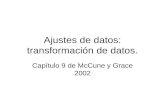 Ajustes de datos: transformación de datos. Capítulo 9 de McCune y Grace 2002.