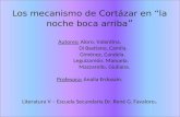 Los mecanismo de Cortázar en “la noche boca arriba ” Autores: Aloro, Valentina. Di Bastiano, Camila. Giménez, Candela. Leguizamón, Manuela. Mazzarello,