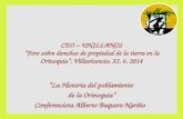 CEO – UNILLANOS “Foro sobre derechos de propiedad de la tierra en la Orinoquia”, Villavicencio, XI. 6. 2014 “La Historia del poblamiento de la Orinoquia”