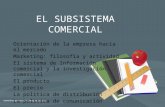 EL SUBSISTEMA COMERCIAL Orientación de la empresa hacia el mercado Marketing: filosofía y actividad El sistema de Información comercial y la investigación.