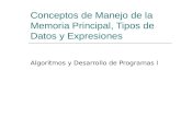 Conceptos de Manejo de la Memoria Principal, Tipos de Datos y Expresiones Algoritmos y Desarrollo de Programas I.