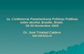 1a. Conferencia Panamericana Políticas Publicas sobre alcohol, Brasilia, Brasil, 28-30 Noviembre 2005 Dr. José Trinidad Caldera NICARAGUA.