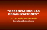 “GERENCIANDO LAS ORGANIZACIONES” Lic. Luis Valdivieso Merino Ms. luisvalme@hotmail.com.
