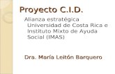 Proyecto C.I.D. Alianza estratégica Universidad de Costa Rica e Instituto Mixto de Ayuda Social (IMAS) Dra. María Leitón Barquero.
