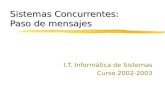 Sistemas Concurrentes: Paso de mensajes I.T. Informática de Sistemas Curso 2002-2003.
