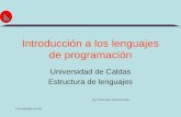 21 de abril de 2015 Ing. Rubén Darío García Guzmán Introducción a los lenguajes de programación Universidad de Caldas Estructura de lenguajes.