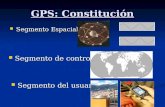GPS: Constitución Segmento Espacial Segmento Espacial Segmento de control Segmento de control Segmento del usuario Segmento del usuario.