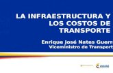 LA INFRAESTRUCTURA Y LOS COSTOS DE TRANSPORTE Enrique José Nates Guerra Viceministro de Transporte.