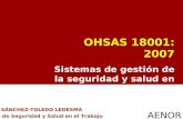AENOR Agustín SÁNCHEZ-TOLEDO LEDESMA Gerente de Seguridad y Salud en el Trabajo OHSAS 18001: 2007 Sistemas de gestión de la seguridad y salud en el trabajo.