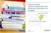 Informe 2014 sobre la situación del Sistema Educativo en Aragón Curso 2012-2013 Consejo Escolar de Aragón.