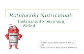 Rotulación Nutricional: Instrumento para una Mejor Salud Lymaris González Bracero, MHSN, LND Especialista en Nutrición y Dietética.