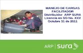 ARP SURA MANEJO DE CARGAS FACILITADOR Distribuidor ARP SURA Licencia en SO No. XXX Octubre 31 de 2011.