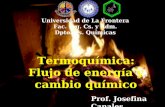 Termoquímica: Flujo de energía y cambio químico Universidad de La Frontera Fac. Ing. Cs. y Adm. Dpto. Cs. Químicas Prof. Josefina Canales.