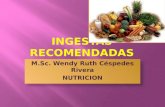 M.Sc. Wendy Ruth Céspedes Rivera NUTRICION.  Una buena alimentacion debe basarse en una adecuada ingesta de nutrientes.  Las demandas de nutrientes.