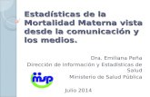 Estadísticas de la Mortalidad Materna vista desde la comunicación y los medios. Dra. Emiliana Peña Dirección de Información y Estadísticas de Salud Ministerio.