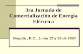 1 3ra Jornada de Comercialización de Energía Eléctrica Bogotá, D.C., Junio 12 y 13 de 2007.