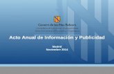 Acto Anual de Información y Publicidad Madrid Noviembre 2014.